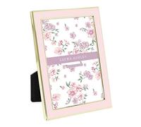 Laura Ashley Cadre photo en émail rose - 12,7 x 17,8 cm - Bord en métal doré avec chevalet - Pour comptoir, comptoir, table, bibliothèque, bureau, décoration murale, galerie photos