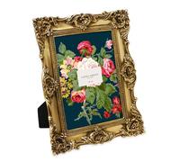 Laura Ashley Cadre photo en résine texturé fait à la main avec chevalet et crochet pour table et décoration murale, motif floral décoratif pour la maison, galerie photos, art, plus (12,7 x 17,8 cm, doré)
