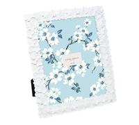 Laura Ashley Cadre photo en résine texturé fait à la main avec chevalet et crochet pour table et mur, motif floral décoratif pour décoration d'intérieur, galerie de photos, art (20,3 x 25,4 cm, blanc)