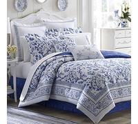 Laura Ashley Charlotte Parure de lit en Coton Bleu King Size