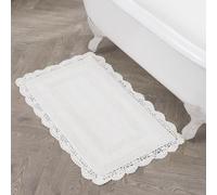 Laura Ashley Crochet Coton 24 x 40 - Tapis de Bain, Blanc, Blanc, 24x40 in.