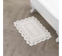 Laura Ashley Crochet en Coton 43,2 x 61 cm, Tapis de Bain, Ivoire