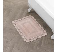 Laura Ashley Crochet en Coton 43,2 x 61 cm, Tapis de Bain, Rose poudré