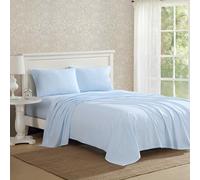 Laura Ashley - Draps de lit pour lit Double, literie en Percale de Coton Gracieux et Frais avec taies d'oreiller Assorties, Ensemble de lit léger, certifié Oeko-Tex (Bleu Maeve Blue)