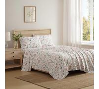 Laura Ashley - Draps de lit pour très Grand lit, literie en Percale de Coton Gracieux et Frais avec taies d'oreiller Assorties, Ensemble de lit léger, certifié Oeko-Tex (Prairie Florale Beige)
