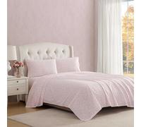 Laura Ashley - Draps de lit pour très Grand lit, literie en Percale de Coton Gracieux et Frais avec taies d'oreiller Assorties, Ensemble de lit léger, certifié Oeko-Tex (Antoinette Rose)