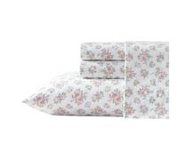 Laura Ashley - Draps, literie en Percale de Coton avec taie d'oreiller Assortie, Gracieuse et Respirante, Poche Profonde, entièrement élastique (Rose Leanna, lit Simple XL)