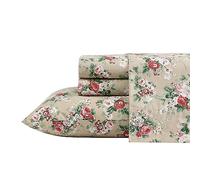 Laura Ashley - Draps pour très Grand lit, Ensemble de literie en Percale de Coton, décoration d'intérieur légère et Respirante, Beige (Ashfield, très Grand lit)