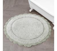 Laura Ashley Eloise Tapis de Bain Rond 100% Coton avec Bordure en Crochet, Doux et Absorbant, écume de mer, 66 cm