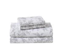 Laura Ashley - Ensemble de draps en Flanelle de Coton brossé pour Plus de Douceur et de Confort (Gris Vanessa, lit Simple)