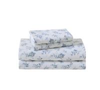 Laura Ashley - Ensemble de draps en Flanelle de Coton brossé pour très Grand lit, pour Plus de Douceur et de Confort (Bleu Audrey, très Grand lit)