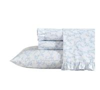 Laura Ashley - Ensemble de draps pour lit Simple XL, literie en Percale de Coton Respirant, 200 Fils au Pouce carré, décoration d'intérieur Florale (Bleu Victoria, lit Simple XL)