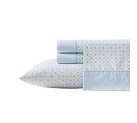 Laura Ashley – Ensemble de draps pour très grand lit – Percale de coton 200 fils – Floral Bleu