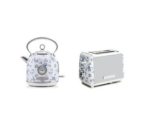 Laura Ashley Ensembles Bouilloire et Grille-Pain par VQ - Bouilloire Electrique 1,7 L à Ébullition Rapide et Grille-Pain 2 Tranches avec Fonctions Décongélation et Réchauffage - China Rose