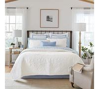 Laura Ashley Felicity Collection Parure de lit 100% Coton, réversible, Toutes Saisons, avec taie(s) d'oreiller Assortie(s), prélavée pour Plus de Confort, Queen Size, Blanc