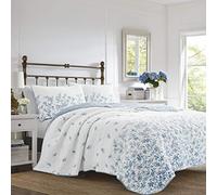 Laura Ashley - Flora Collection - Parure de lit - 100% Coton, Parure de lit réversible avec taie(s) Assortie(s), prélavée pour Plus de Douceur, lit jumeau, Bleu