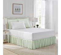 Laura Ashley Home Cache-sommier à Volants en Coton, léger de Style Classique, Rayures Vertes, lit Simple