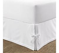 Laura Ashley Cache-sommier de Luxe de qualité hôtelière, Facile à Installer, Anti-Plis et résistant à la décoloration, Design élégant pour décoration d'intérieur, Satin 100% Coton, Blanc, Grand lit