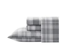 Laura Ashley Accueil - Draps de lit en Flanelle de Coton brossé pour Plus de Douceur et de Confort (Carreaux Mulholland Gris, Grand lit)