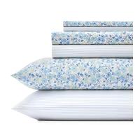 Laura Ashley Home Draps pour lit King Size, Parure de lit en Percale de Coton, décoration d'intérieur rafraîchissante (Jaynie Pastel Blue, très Grand lit)