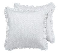 Laura Ashley Taie d'oreiller décorative pour Chambre à Coucher et décoration d'intérieur, en Coton, Bleu Chloé, carré européen