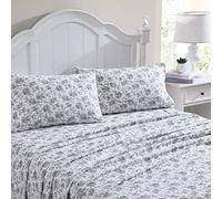 Laura Ashley Home - Parure de lit en Flanelle de Coton, brossée pour Plus de Douceur et de Confort (Toilette Noire Faye, très Grand lit)