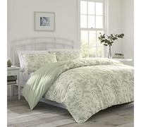 Laura Ashley Home - Parure de lit Queen réversible en Coton avec taies d'oreiller Assorties - Décoration d'intérieur légère pour Toutes Les Saisons (Natalie Sage, Queen) - Vert