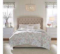 Laura Ashley Home - Parure de lit Queen Size, réversible en Coton avec taies d'oreiller Assorties, Respirante pour Toutes Les Saisons (Bleu Madelynn, Grand lit)