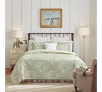 Laura Ashley Home Parure de lit réversible en Coton avec taies d'oreiller Assorties, décoration de Chambre idéale pour Toutes Les Saisons, Vert Brompton, très Grand lit