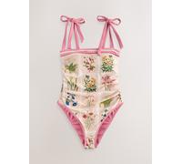 Laura Ashley Laura Ashley Coral Pink Pershore Postcards Tummy Control Removable Straps Swimsuit