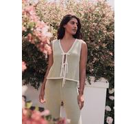 Laura Ashley Laura Ashley Green Crochet Reversible Tie Front 100% Cotton Vest