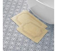 Laura Ashley Laymb005964 réversible Coton Tapis de Bain, 43,2 x 61 cm, Aqua, Jaune, 2-Piece Set