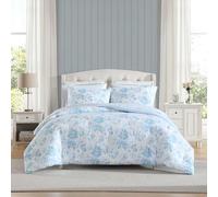 Laura Ashley L'ensemble Comprend des draps, des taies d'oreiller et Une taie d'oreiller Assortis, Poids Moyen, certifié Oeko-TEX, Bleu Anja, lit Double