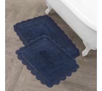 Laura Ashley Lot de 2 Tapis de Bain en Crochet en Coton Indigo 43,2 x 61 cm