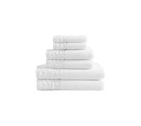 Laura Ashley - Towel Set, Luxuriously Soft & Absorbent Cotton Towels, Fade Resistant & Low Linting, Chic Bathroom Decor (Marilyn White, 6-Piece)