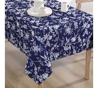 Laura Ashley Nappe décorative, Infroissable et Anti-Taches, Anti-déversement, imperméable, Facile d'entretien, Lavable, pour Salle à Manger, Cuisine, Vacances et fêtes, 152,4 x 259 cm, Toile Motif