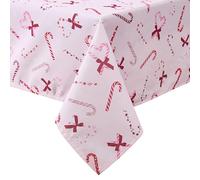 Laura Ashley Nappe décorative, résistante aux plis et aux taches, anti-déversement, imperméable, facile d'entretien, lavable, pour salle à manger, cuisine, vacances, fête, 152,4 x 213,4 cm, rose sucre