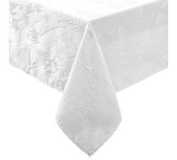 Laura Ashley Nappe en Tissu Jacquard brodé en Relief Infroissable pour Salle à Manger, Vacances, fête, Mariage ou Banquet - 152,4 x 259,1 cm - Blanc Cynthia