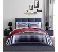 Laura Ashley Nautica - Comforter Set, Soft Reversible Bedding with Matching Shams, Striped Home Decor (Kennedy Stripe Navy Blue, Full/Queen)