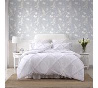 Laura Ashley Norah Parure de lit réversible avec Couvre-oreillers Assortis, décoration d'intérieur de Ferme, Microfibre, Blanc uni, Grand lit