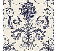 Papier peint intissé Josette imprimé bouquet de roses beige crème, bleu L.1000 x l.52cm Laura Ashley