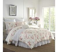 Laura Ashley Parure de lit de Luxe Ultra Douce pour Toutes Les Saisons, Design élégant et délicat pour décoration d'intérieur, Polyester Imitation Velours, Rose poudré, très Grand lit