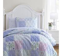 Laura Ashley Parure de lit Douce et Confortable pour Enfant avec taie d'oreiller matchin, décoration de Chambre colorée et fantaisiste, Polyester, Patchwork Parker, Violet Parker, lit jumeau