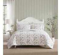 Laura Ashley Parure de lit en Coton Super Doux avec taie d'oreiller Assortie, Fermeture d'enveloppe, Motif imprimé Floral, Rose ronce, très Grand lit
