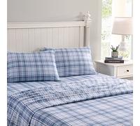 Laura Ashley Parure de lit en Flanelle de Coton, Motif écossais Mulholland Bleu, lit Simple