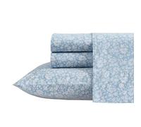 Laura Ashley Parure de lit en Percale de Coton Excellente pour dortoir, légère et Respirante, Bleue (Heirloom Ditzy Blue), pour lit King Size