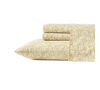 Laura Ashley Parure de lit en Percale de Coton pour décoration d’intérieur légère et Respirante, certifiée Oeko-Tex, dorée (Heirloom Ditzy Gold), pour lit Queen Size