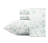 Laura Ashley Parure de lit en Satin de Coton Doux - Élégante, Lisse et Respirante - Décoration d'intérieur - Bleu Palais de Jardin - King Size