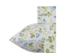 Laura Ashley Parure de lit en Satin de Coton Doux pour très Grand lit - Élégante décoration d'intérieur Lisse et Respirante (pervenche printanière, très Grand lit)