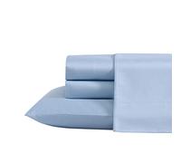 Laura Ashley - Parure de lit King Size en Coton satiné, 800 Fils, décoration d'intérieur Douce et Lisse (Bleu uni, très Grand)